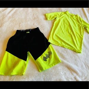 Batman shorts and matching color swimwear shirt